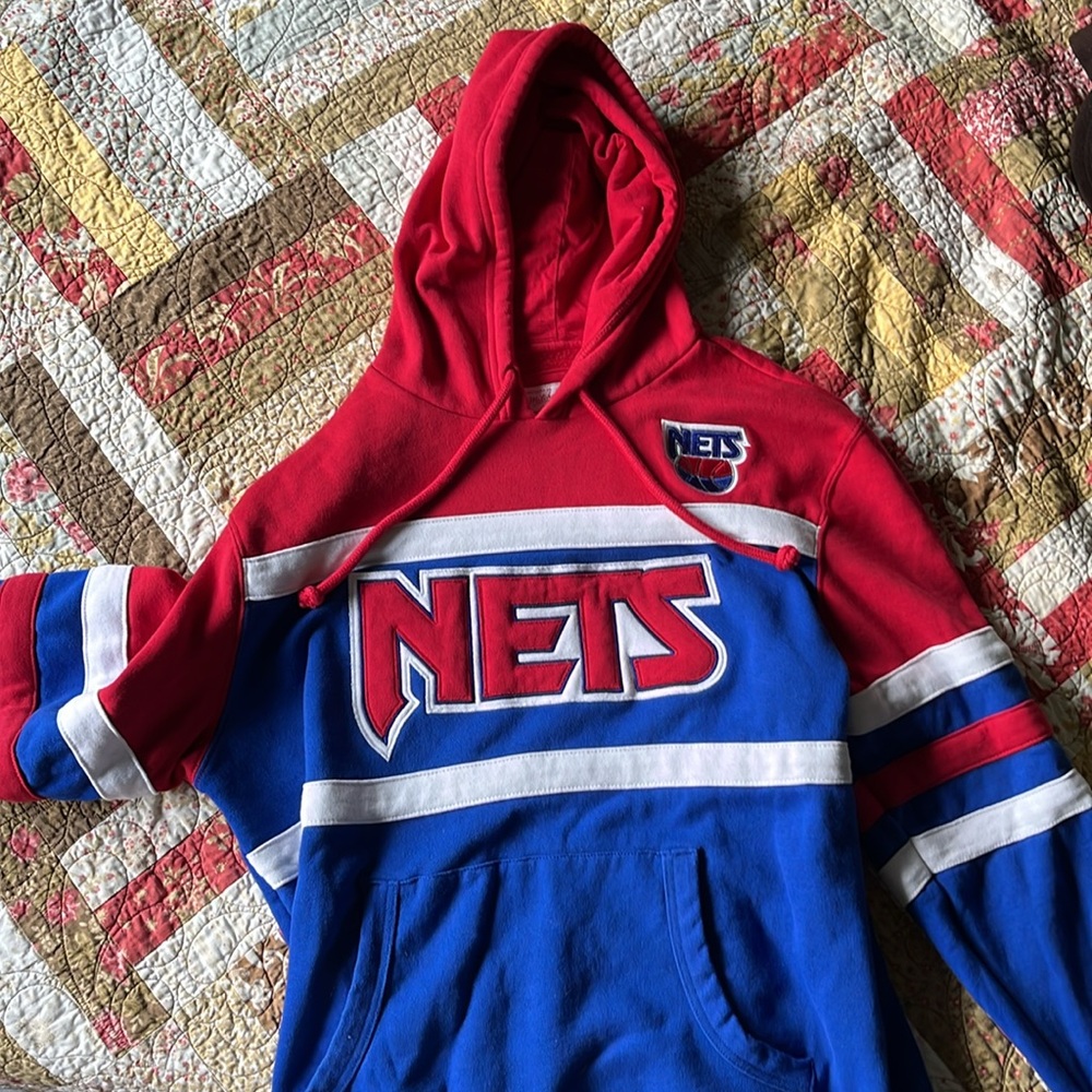 New Jersey Nets retro hoodie, Large | Mitchell & Ness | red white blue | NJ NETS